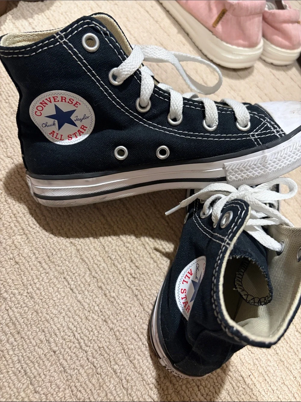 Converse Kids Black and White High Top Sneakers